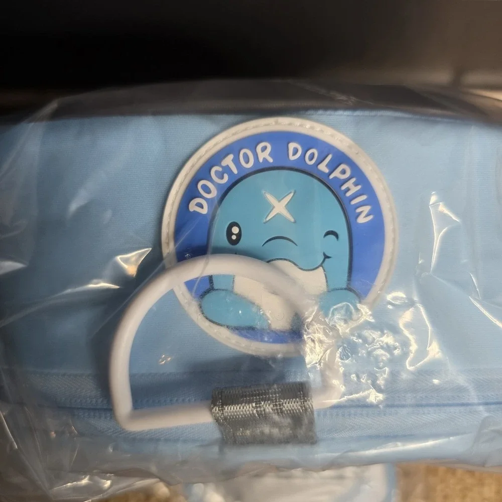 Doctor Dolphin Baby Swimming Ring Air-Free w/ Canopy & Safety Harness 3–24M NEW